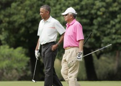 obama and najib play golf 25 dec 2014