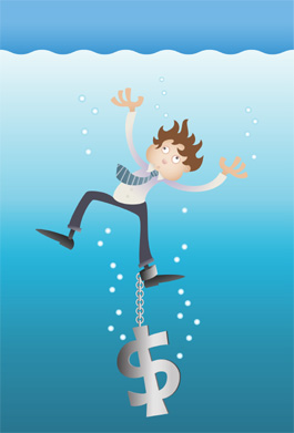 drowning-with-debt