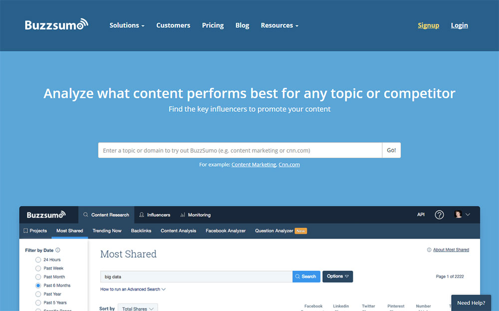 buzzsumo homepage
