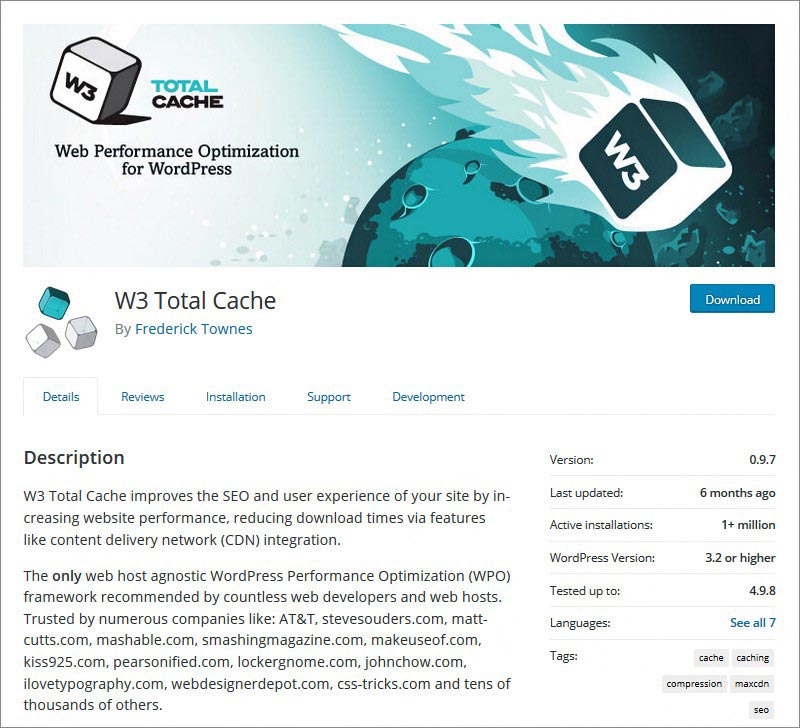 w3 total cache wp plugin